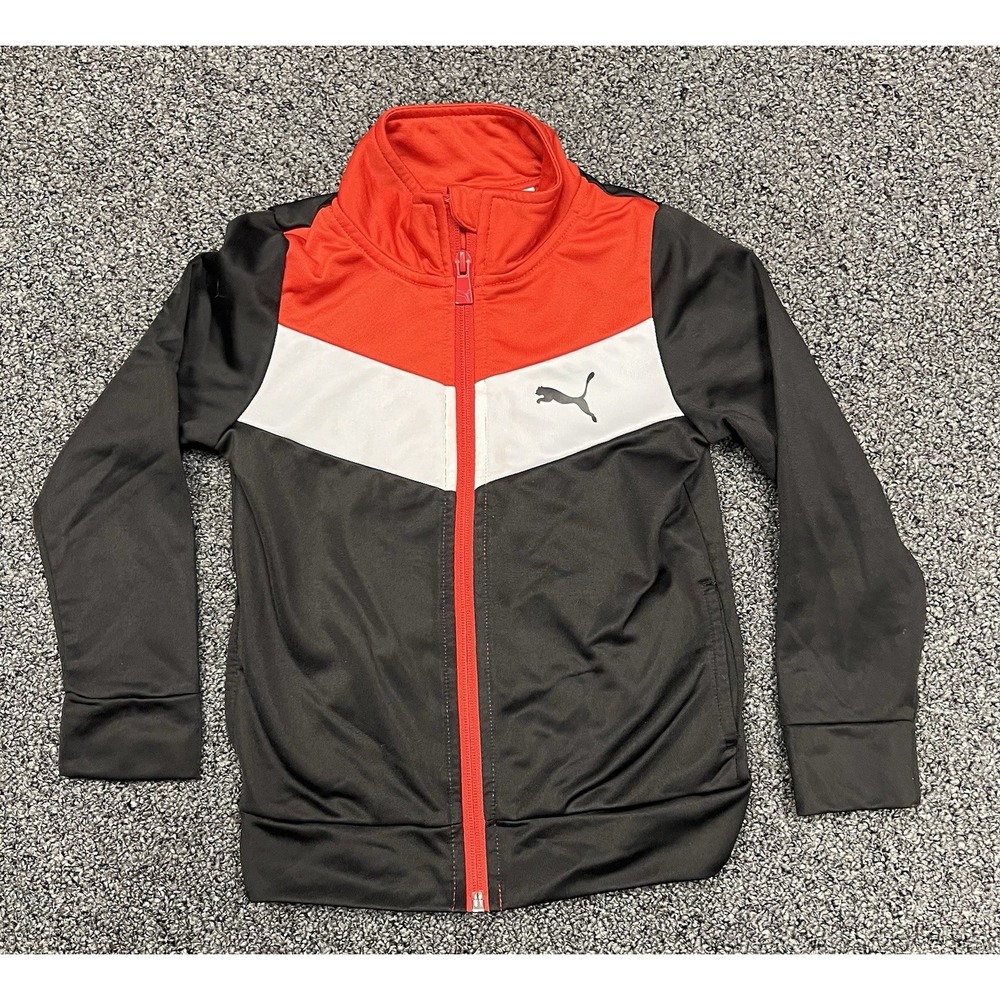 Kids Puma Soccer Track Jacket Size 4 Black Red Full-zip jacket